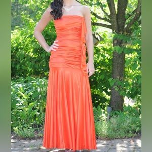 Orange Mermaid cut Prom Dress